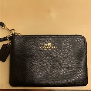 Black Leather Coach Wristlet